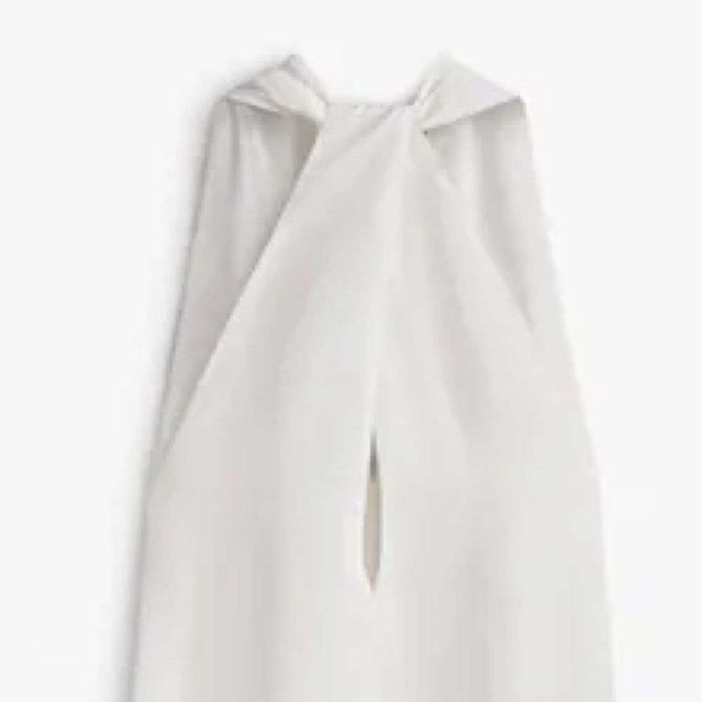 NWT. Massimo Dutti White Midi Dress with Criss-Cross Detail at the Back. Size S. - Picture 8 of 12